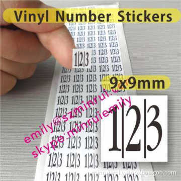 Custom Pet Vinyl Number Stickers,small Size 9x9mm Square Number Stickers,custom Glossy Vinyl Mark Number Labels 
